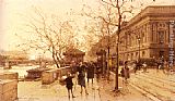 Le Louvre Et La Passerelle Des Arts by Eugene Galien-Laloue